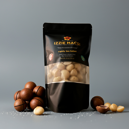 Organic Izzie Macs! Macadamia Nuts-Lightly Sea Salted – Kona Rose