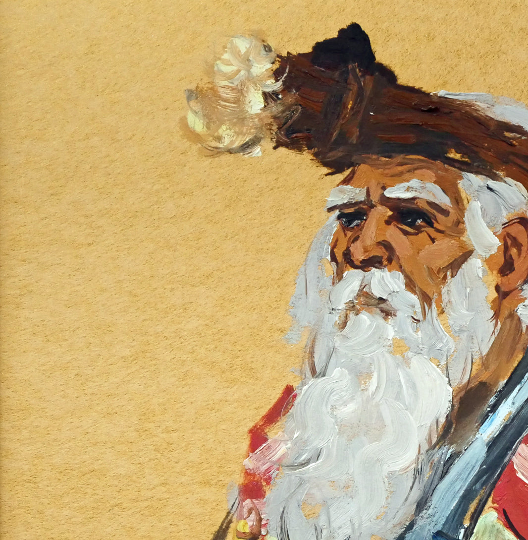 木村捷司「禮冠のエカシ」油絵・色紙 絵画買取・販売の小竹美術