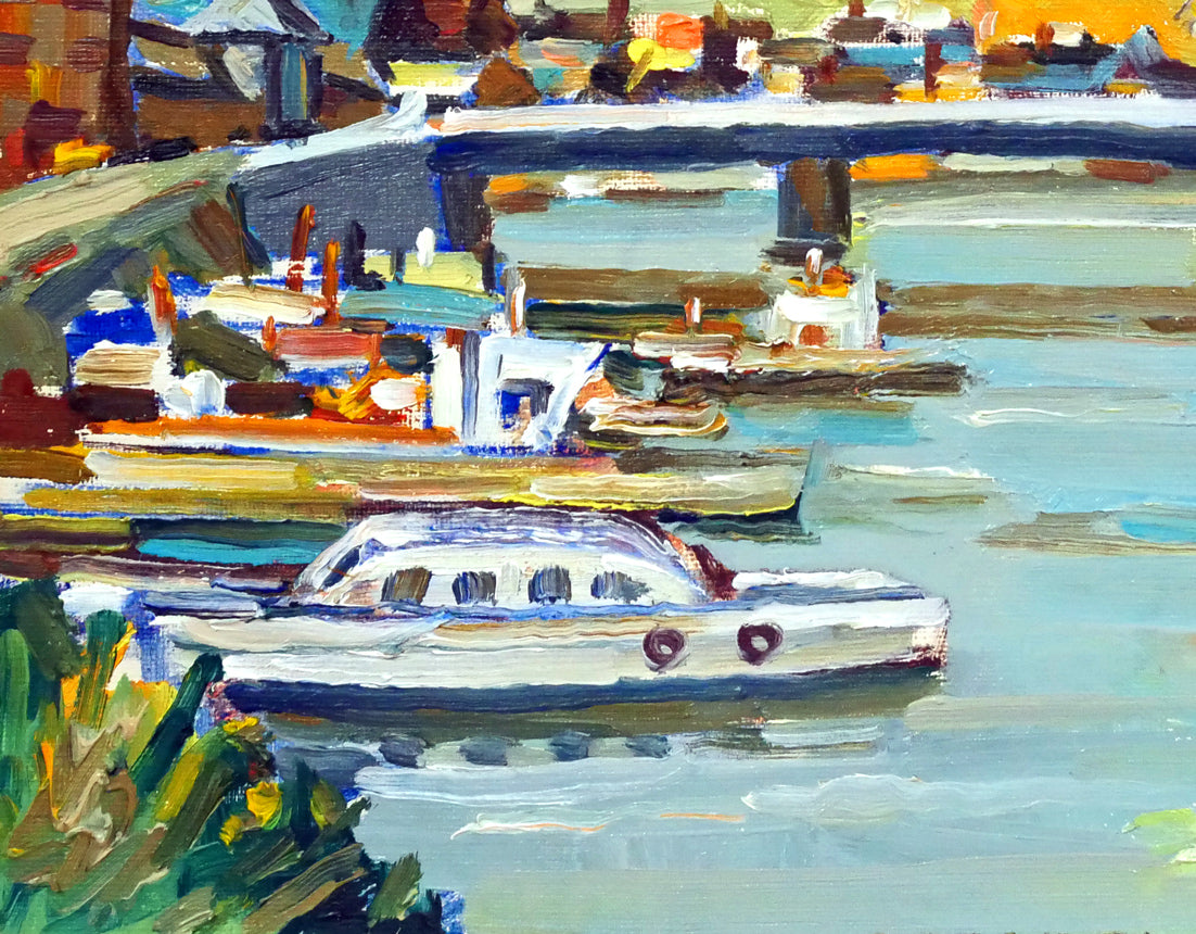 小川清「小樽運河」油絵・F4号 絵画買取・販売の小竹美術