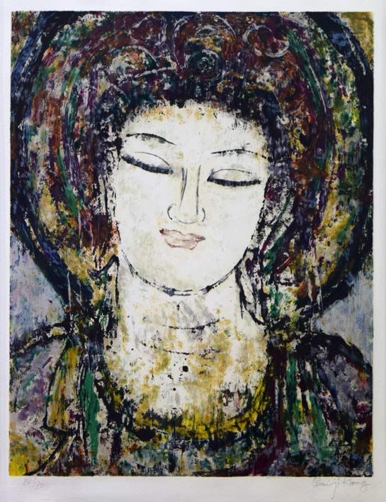 孔柏基（KONG Baiji）「菩薩」リトグラフ 絵画買取・販売の小竹美術
