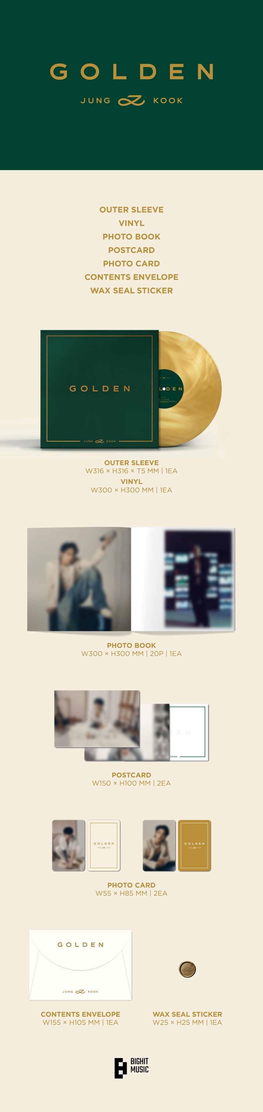 BTS - Jung Kook - 1st Solo Album 'GOLDEN' (LP Vinyl Version