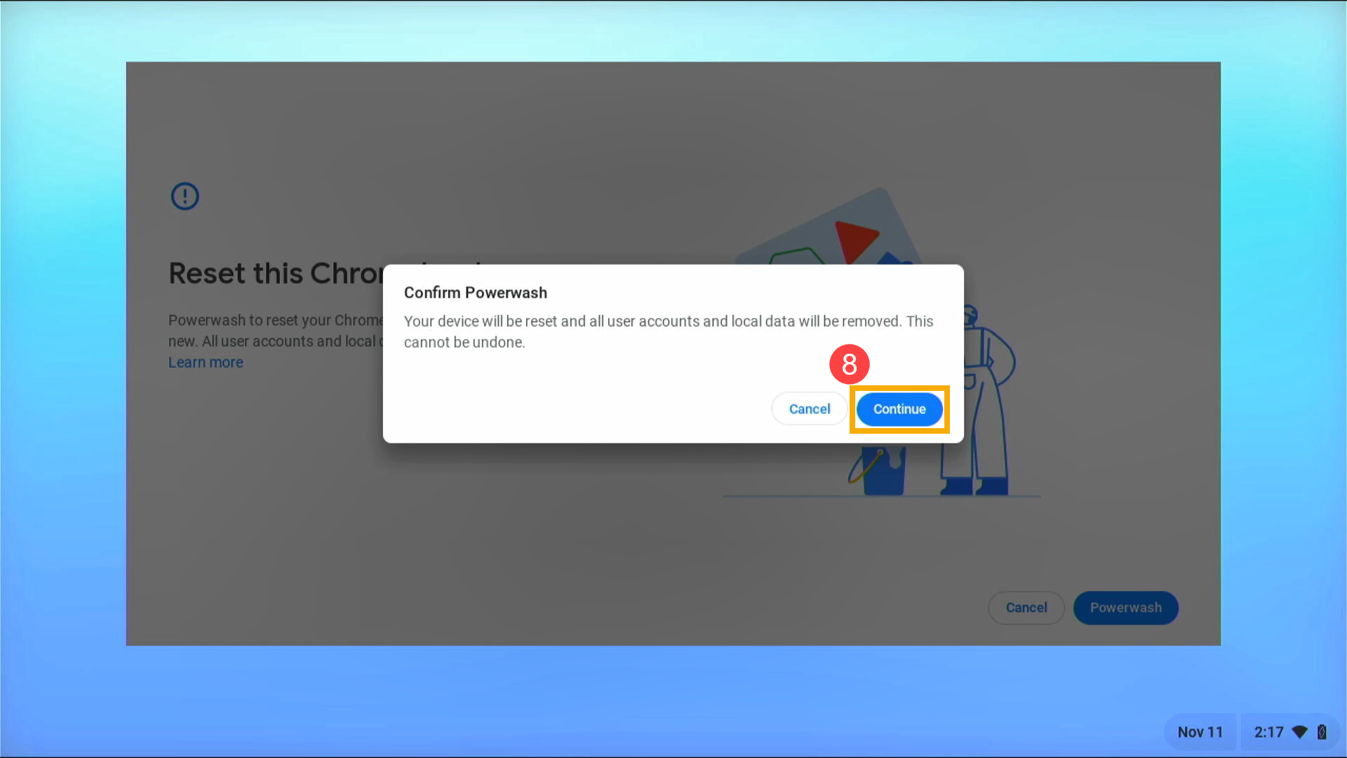 Chromebook] Chromebook を初期状態にリセット(Powerwash)する