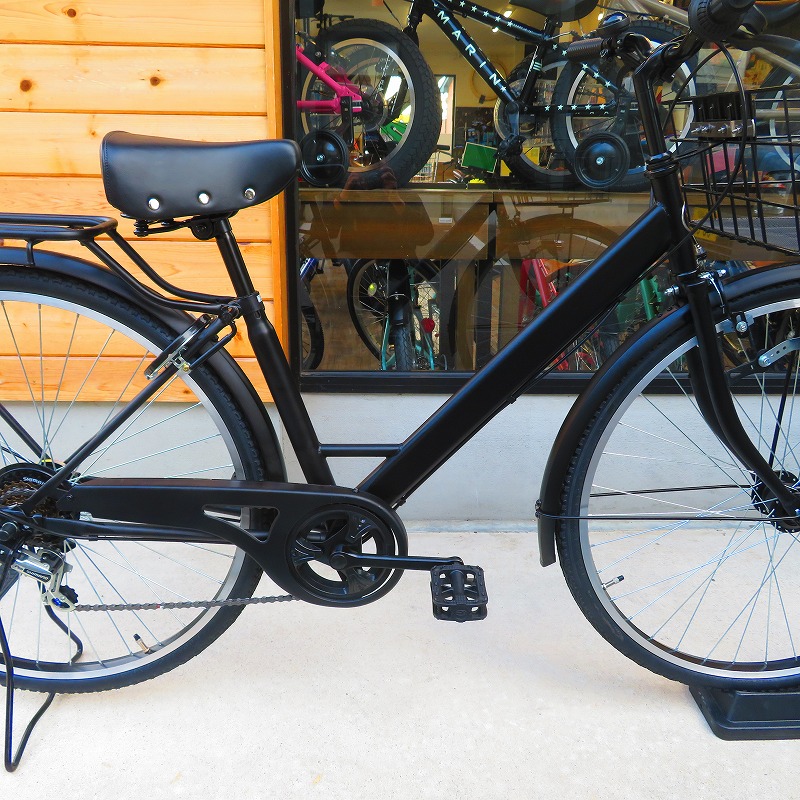 通学自転車にもオススメ【WELBY ON】マットブラックのシンプルフレーム