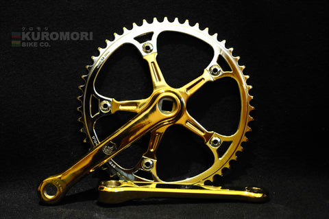 Gold Plated Non-Flutted Super Record Campagnolo Pista Crankset