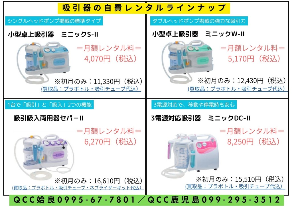 吸引器の自費レンタル｜必要な期間だけ使える福祉用具｜株式会社