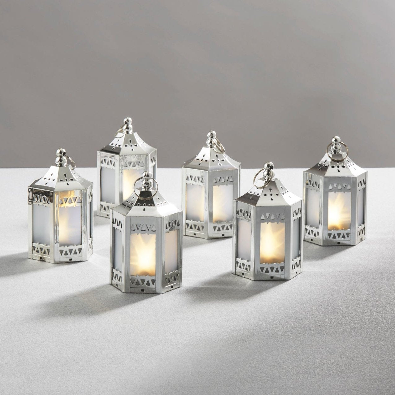 Anthea Silver Mini Holographic Stars Lanterns, Set of 6 – Lights.com