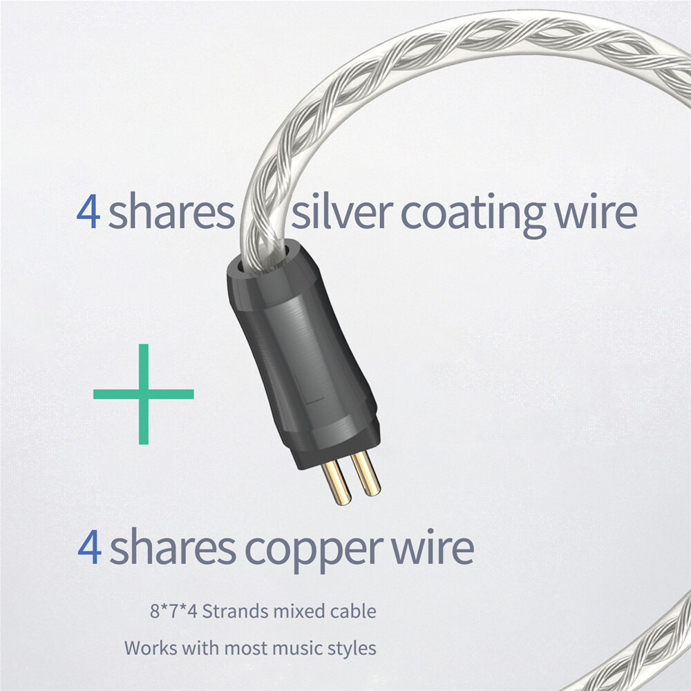 BQEYZ C12 4芯 高純度銅＋銀メッキ銅ミックス線 Litzイヤホンケーブル