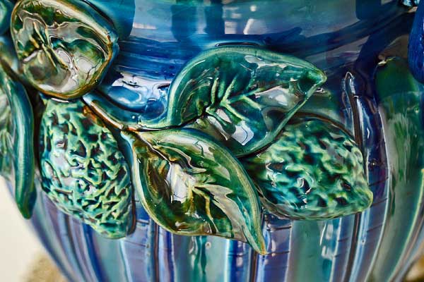 イタリア製 輸入雑貨 フラワーベース 花瓶 ブルー フルーツ トスカーナ