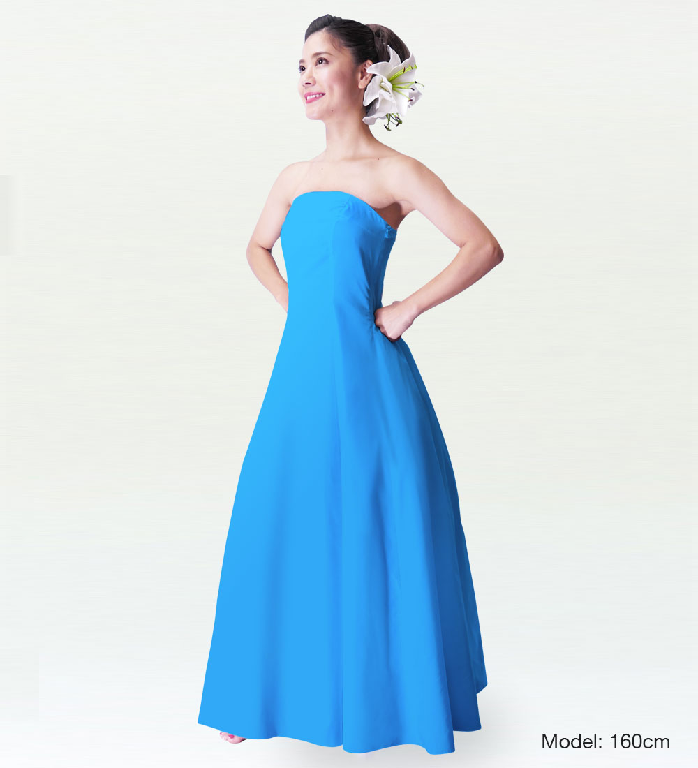 フラダンスムームー ストラップレスロングドレス ライトブルー 2550lbl