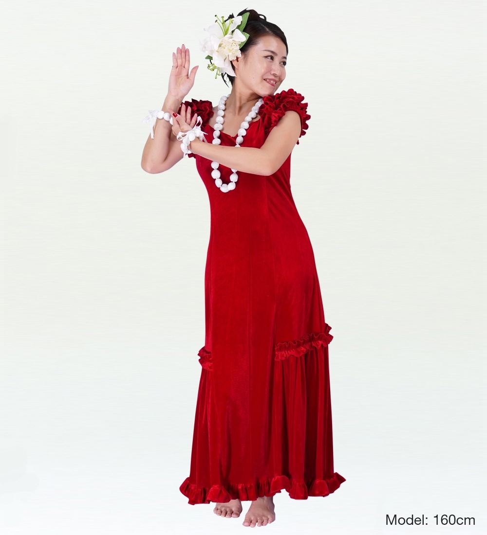 フラダンス ムームー ドレス ベルベット レッド LLLサイズ 1078rLLL