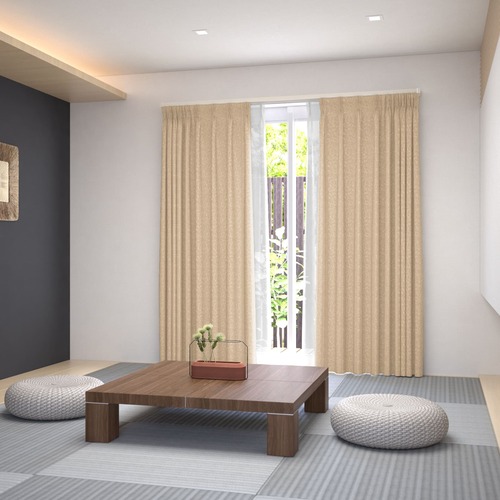 オーダー】遮光2級 ナチュラルエレガンス エンボス加工の形状記憶付