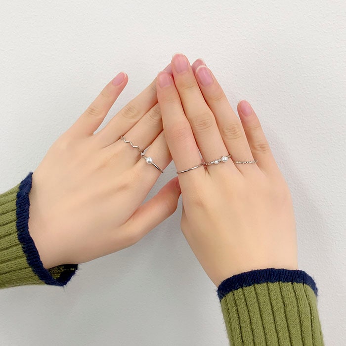 セットリング 13号 パール ウェーブ 5本セット【3color】 | リング