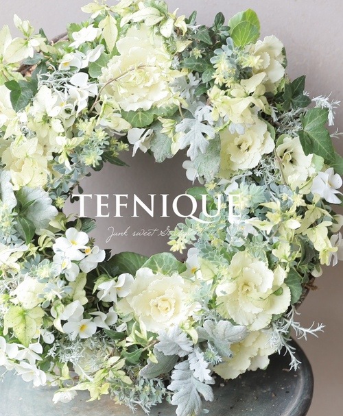 寄せ植え】-TEFNIQUE-寄せ植えリース 2022 * no.09 * ホワイトXmasの