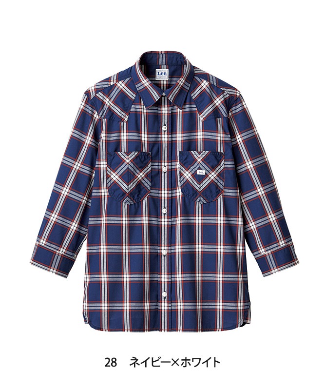 Leeウエスタンチェックシャツ七分袖[男性用][ボンマックス製品