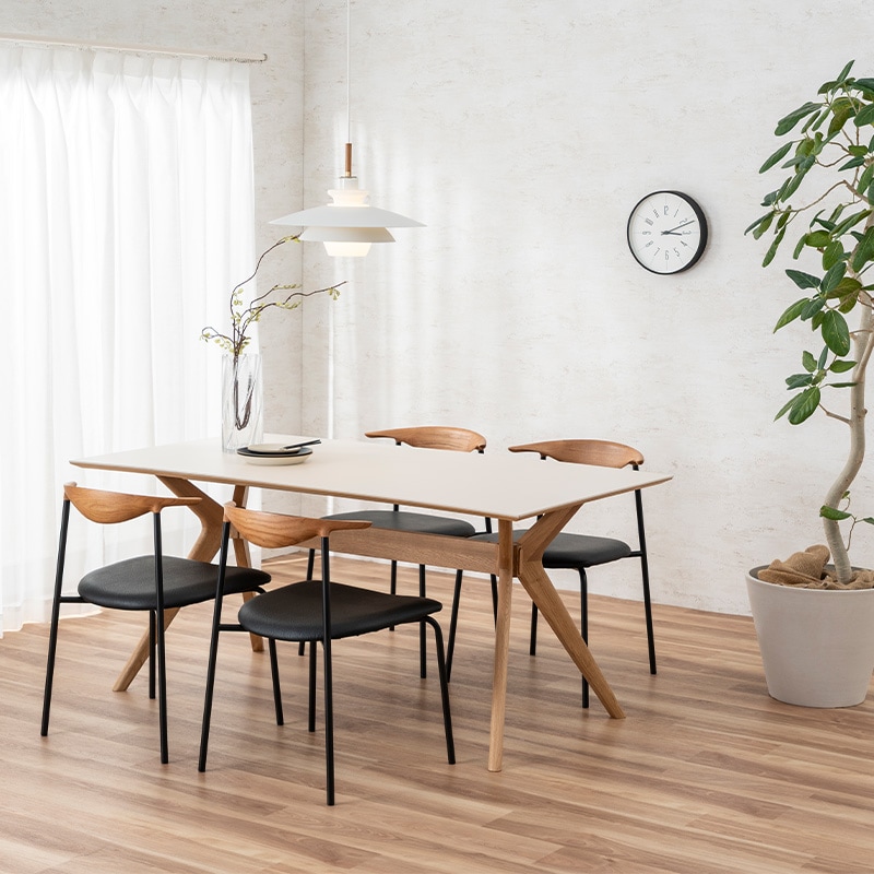 ダイニング5点セット WING 160DT LBE/OAK+KITE OAK/BK※セット・単品有