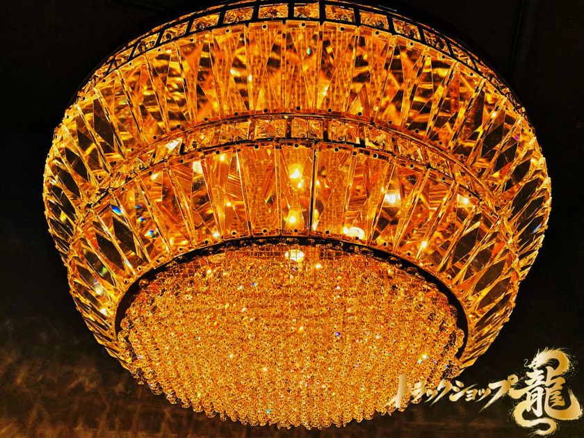 直径60cm天吊り 円形シャンデリア 円形2段 BA15S口金仕様 フルゴールド