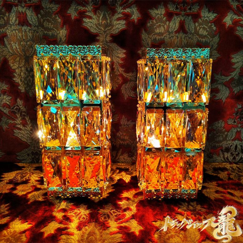 壁掛シャンデリア 2個セット 24面角クリスタル BA15S口金 フル