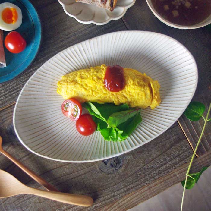 SSENシリーズ 楕円皿（大）【kinari】益子焼 オーバル皿 ワンプレート