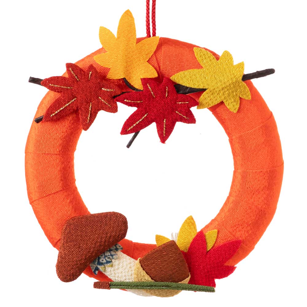 京都夢み屋 季節のリース 11月 紅葉 (IR-11) 季節のちりめん掛け飾り