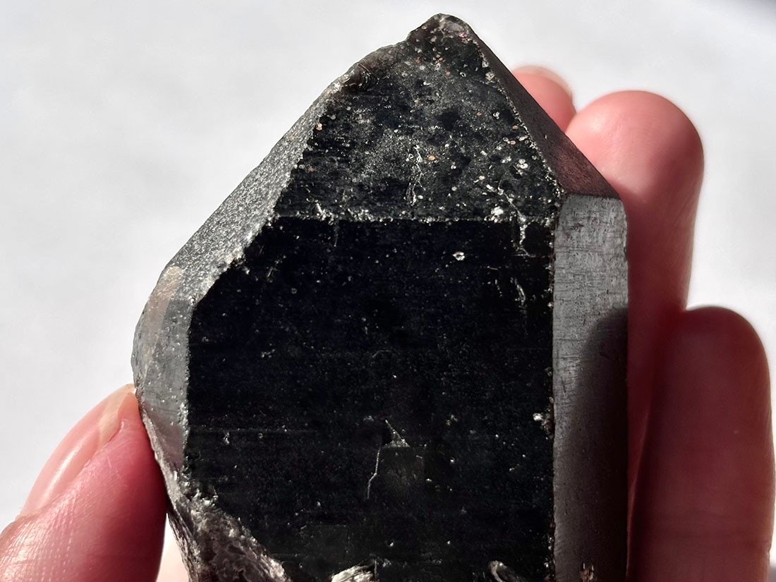 山東省産 モリオン ポイント 雲母共生 ( 黒水晶 )/ Morion