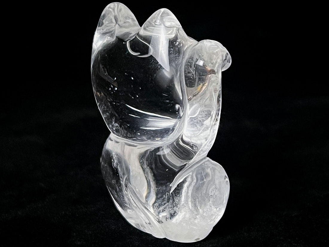 水晶 招き猫 彫刻
