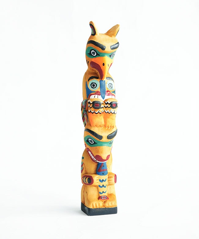 2082]amabro(アマブロ) WOODEN CARVING TOTEM POLE タイプE ウッデン