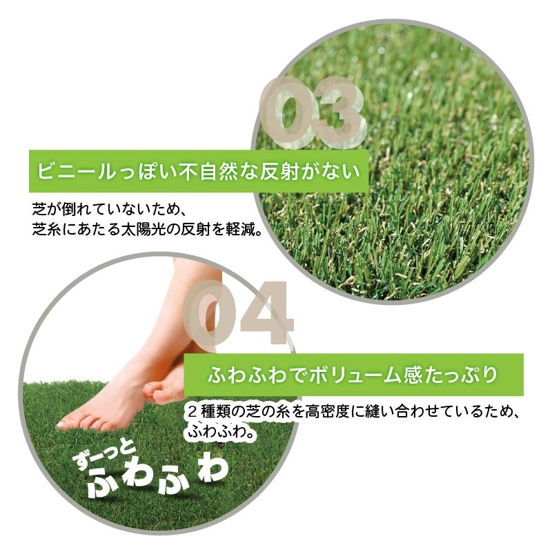 ユアサプライムス.com｜人工芝 1m×10m ロール 芝丈25mm 形状記憶リアル