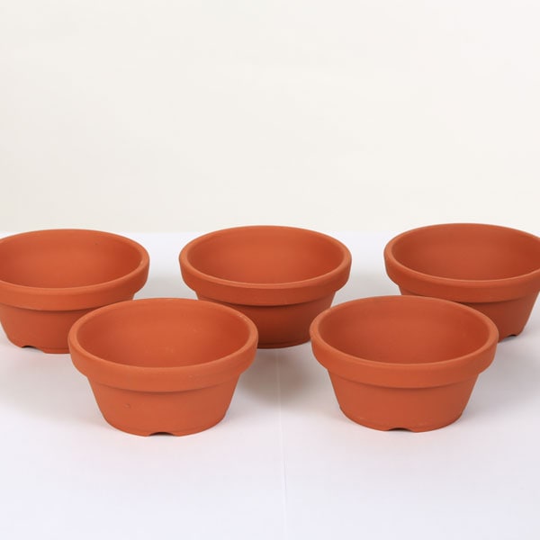 鉢：国産素焼き鉢 朱温 3号浅 5個セット*資材 | 盆栽鉢・水盤