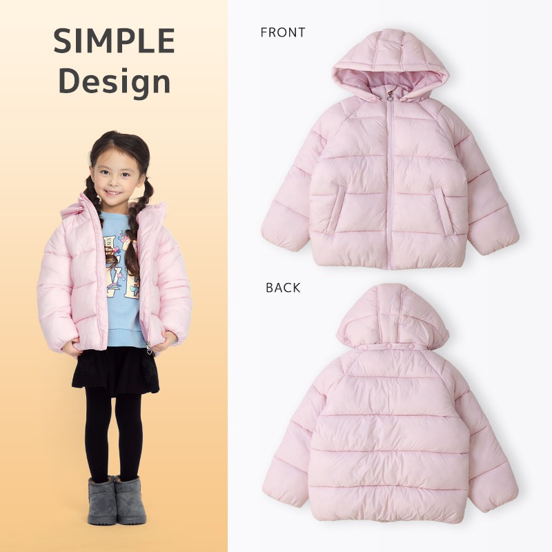 キッズ 中綿ジャケット フード付 ポケット付 アウター 撥水加工 洗える