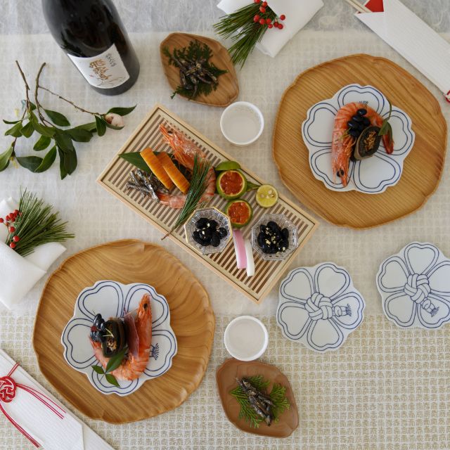 廃盤】結び桜 （青） 桜型 小皿 4寸皿 ｜ 四季折々のおしゃれな和食器