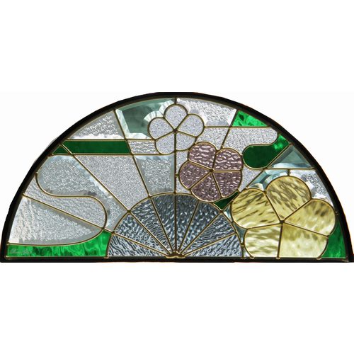 ステンドグラス (SH-K12) 325×650×18mm 半円形 デザイン 和柄 ピュア