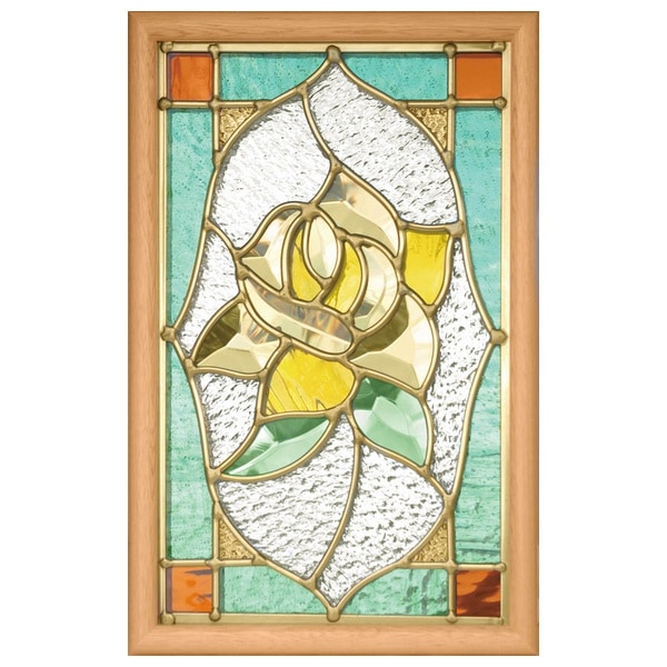 ステンドグラス 壁掛け 薔薇 フレーム：クリア (SH-PS01) 幅221×高さ