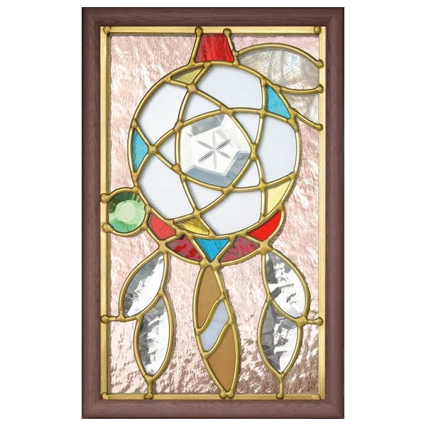 ステンドグラス 壁掛け ドリーム・キャッチャー フレーム：ブラウン