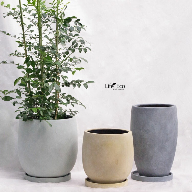 植木鉢 釉薬陶器製 インテリアポット アイル エッグ グレー（ライト