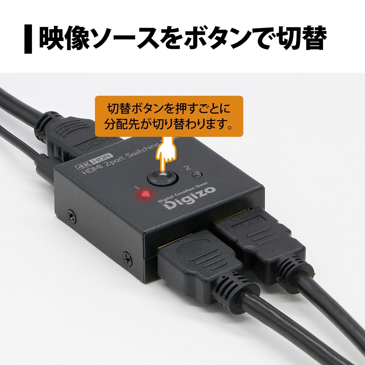 Digizo 4K HDR@60p対応 2ポートHDMI切替器 PHM-SW201SA ［プリンストン