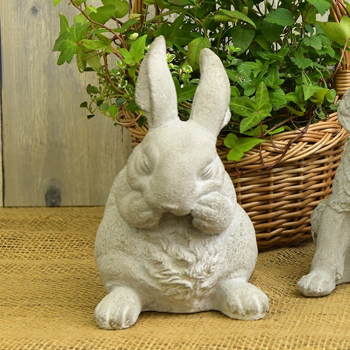 ガーデン雑貨 うさぎ 置物 おしゃれ ジャルダン 石像風 ラビット B