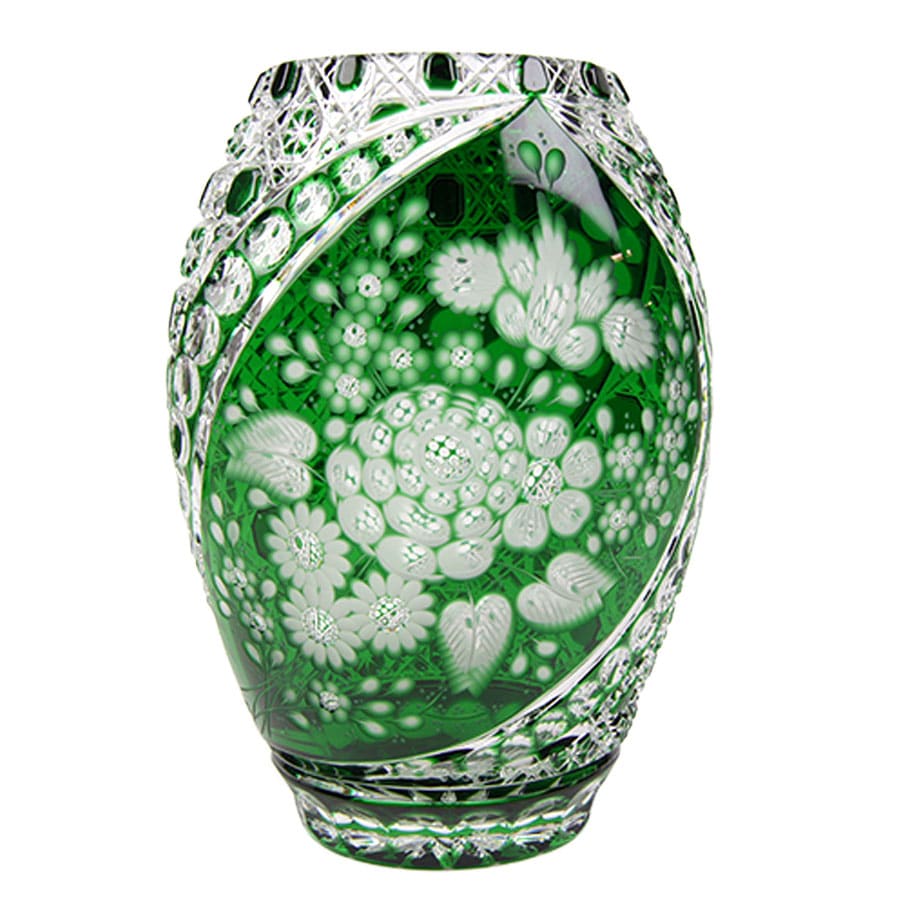 マイセンクリスタル ミスティックフラワー 色被せ花瓶 F2517/EO314/28B