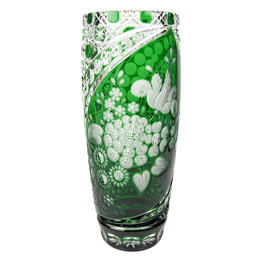 マイセンクリスタル ミスティックフラワー 色被せ花瓶 F205/EO314/41G