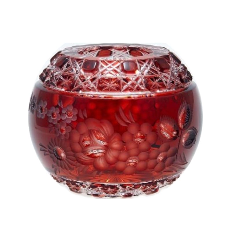 マイセンクリスタル マイセンフラワー 色被せ花瓶 レッド MFW/140/13R