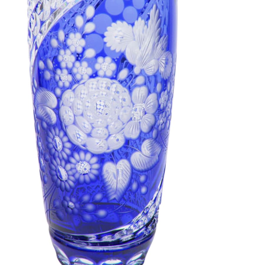 マイセンクリスタル ミスティックフラワー 色被せ花瓶 (ブルー) F504