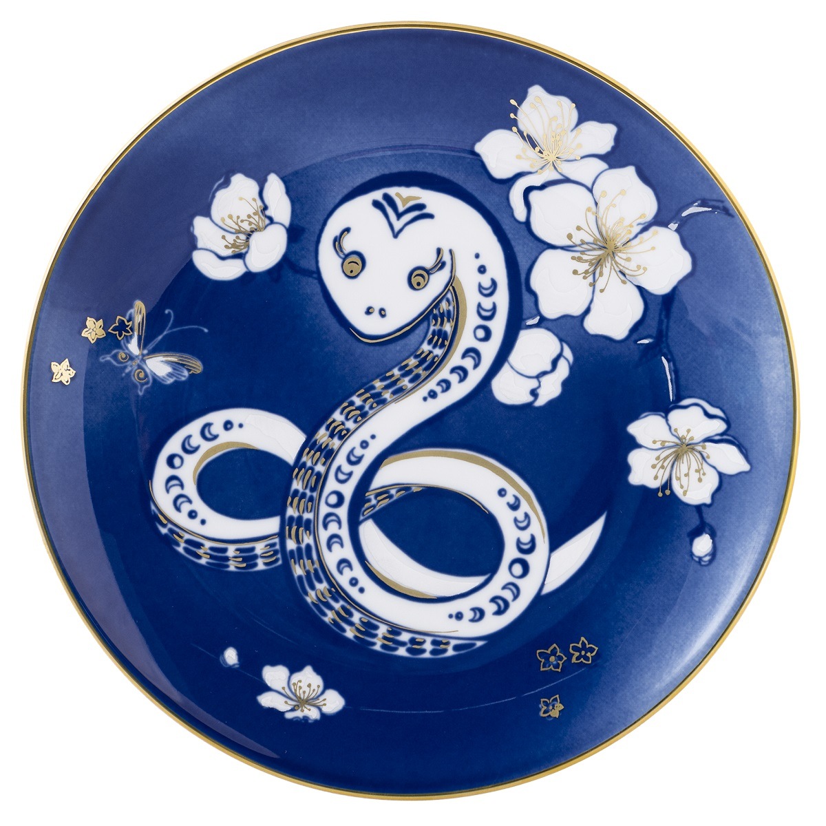 マイセン 2025年干支プレート 桜の花を楽しむ幸運の白ヘビ 54614