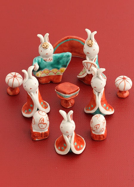 多田利子 うさぎ雛セット｜九谷焼のうつわ｜和食器通販 じろや