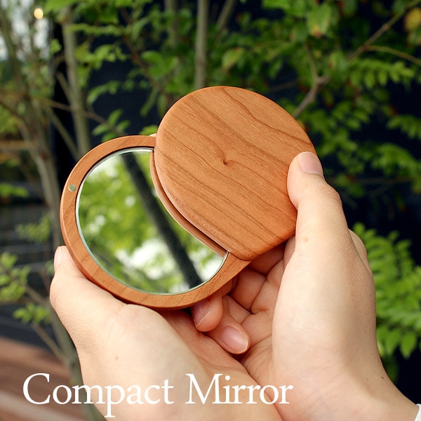 Compact Mirror」おしゃれでかわいいコンパクトな木製スライドミラー
