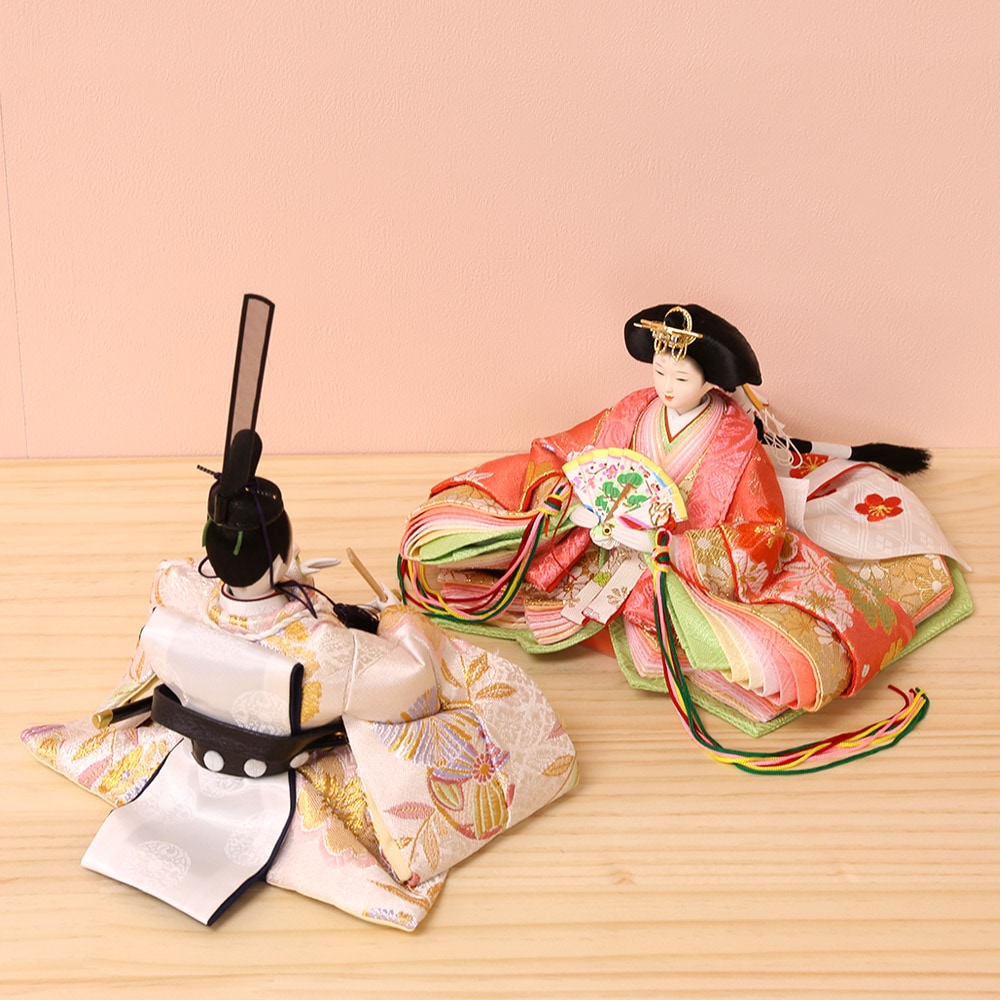 雛人形 宴桜 親王飾り 木目調二曲屏風 横幅50cm