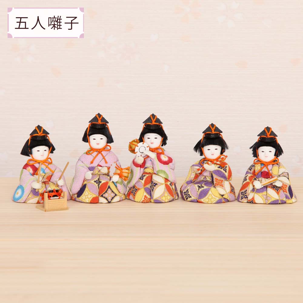 雛人形 木目込み こひな くるみ三段飾り 十人飾り 刺繍屏風 横幅40cm