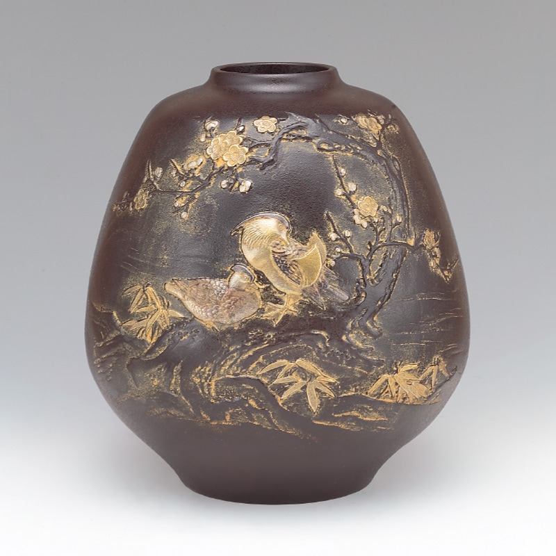 銅製おしどり花瓶』村田宏 : アートの友社 『銅製おしどり花瓶』村田宏