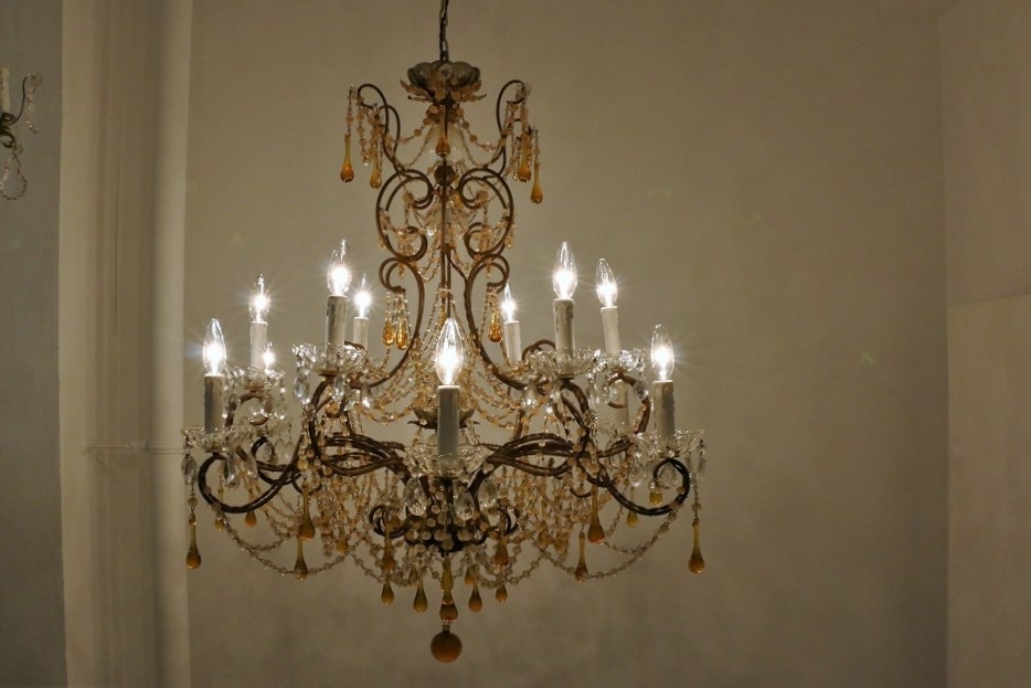 フランス オパールセントガラスとカラークリスタルドロップが魅力的な