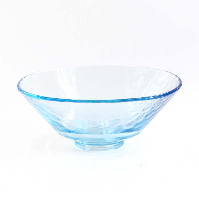 茶道具 抹茶茶碗 耐熱 ガラス 平茶碗 義山 水色 太武朗作