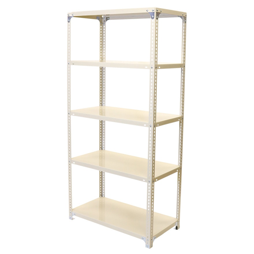 アイボリー スチール棚セット No.1 幅87.5 奥行45 高さ180cm 天地 5段