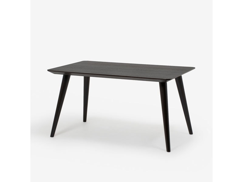 ダイニングテーブル「ジャスト」オーク材ダークブラウン色 天板角丸型